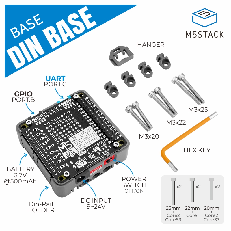 M5Stack - M5Stack Official Din Base with 500mAh